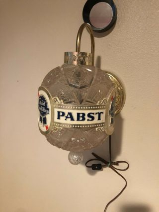 Vintage Pabst Blue Ribbon Beer Rotating Wall Lighted Sign Lamp Bar Sconce