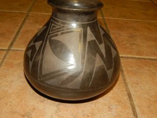 Vtg Mata Ortiz Mexico Pottery Black On Black Olla Lg Vase,  Pot