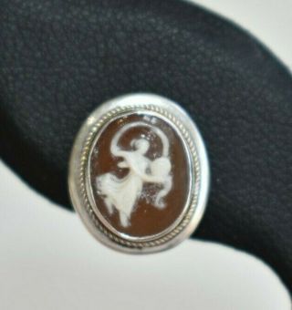Signed Vintage 800 Silver Pair Dancing Maidens CAMEO Non Pierced Earrings Italy 2