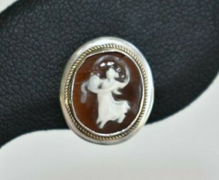 Signed Vintage 800 Silver Pair Dancing Maidens CAMEO Non Pierced Earrings Italy 3