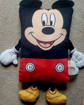 Disney Mickey Mouse Plush Pillow People,  Size 25” X 12” Kids Nap Time Friend