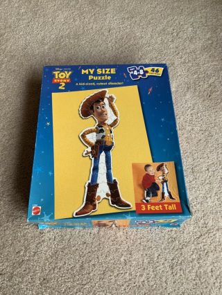 Vtg Mattel Disney Toy Story 2 My Size 3 Feet Woody 46pc Puzzle Great