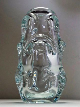 Mid Century Modern Czech Bohemian Skrdlovice Jan Beranek Art Glass Vase Arch Vtg