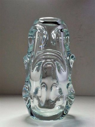 Mid Century Modern Czech Bohemian SKRDLOVICE JAN BERANEK Art Glass Vase Arch Vtg 2