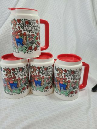 Vintage Dixie Landings Disney Wdw Resort Mug Set Of 4 Cups 1990 