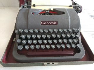 Vintage Underwood Champion Typewriter W/ Carrying Case,  Papers & Key -