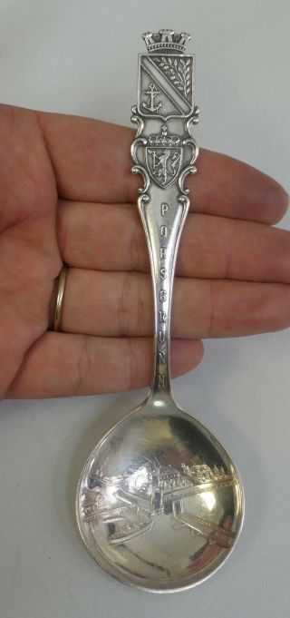 Norwegian Thorvald Marthinsen 830s Fine Silver Porsgrunn Norway Souvenir Spoon