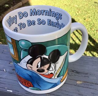 Disney Store Mickey Mouse Pluto 24 Oz Extra Large Coffee Mug Early Mornings