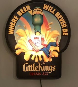 Vintage 1980 Little Kings Cream Ale Light Up Beer Sign Man Cave Sign Made In Usa