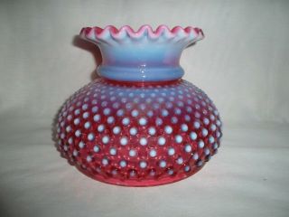 Vintage Fenton Glass Lamp Shade Hobnail Cranberry Opalescent 6 - 3/4 " Bottom