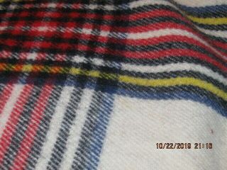 Vintage Red Black And White Plaid Wool Blanket Large King? 92x86