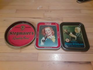 3 Vintage Advertising Serving Trays 1930 - 1950 