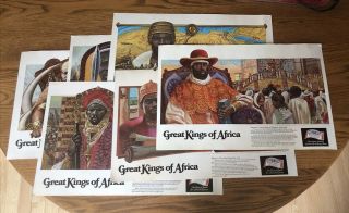 Budweiser " Great Kings Of Africa " Set Of 6 Vintage Prints Posters 20 " X 13 "