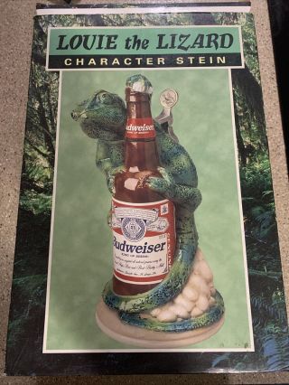 Vtg 1997 Anheuser Busch Budweiser Character Louie The Lizard Beer Stein