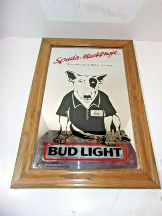 Spuds Mackenzie Vintage Mirror Bar Sign Budweiser Bud Light Beer Anheuser Busch