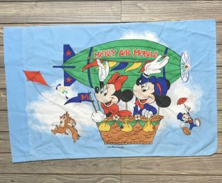 Vintage 1990’s Walt Disney Mickey Mouse Air Mobile Pillow Case 31”x20”