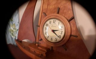 Vintage Sessions Sailing Wood Ship Electric Clock