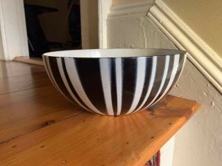 Vintage Cathrineholm Black & White Striped Large Bowl 9 1/2 " X 4 "