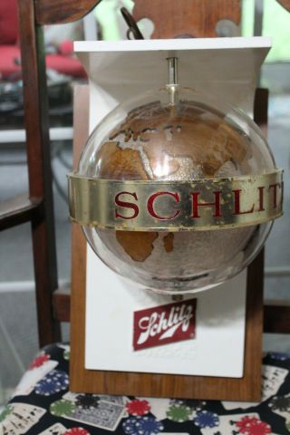 1968 Schlitz Beer Rotating Hanging Globe Wall Mount Lighted Sign,