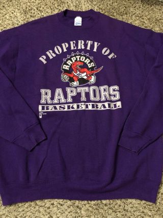 Vtg 90s Toronto Raptors Nba Basketball Sweatshirt Salem Sportswear Xxl