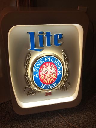 Vintage Flourescent Miller Lite Beer Sign Light Up Bar / Store Display