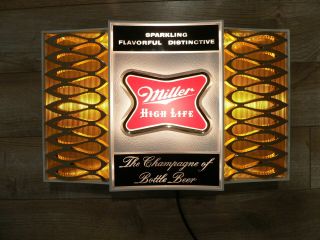 Vintage Miller High Life Champagne Of Bottle Beer Retro Shark Fin Lighted Sign