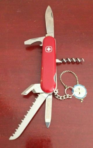 Rare Vintage Swiss Army Wenger Delemont Pat,  Can Opener Red Knife.  Switzerland