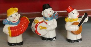 3 Vintage Snowmen Christmas Snowbaby Musicians Rohring Bavaria 1950s Drums Banjo