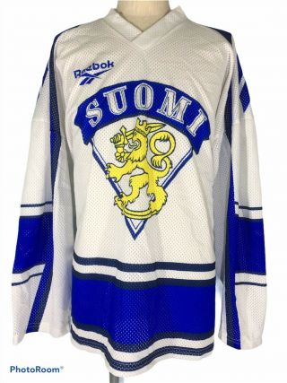 Finland Suomi National Team Vintage Reebok Ice Hockey World Cup Jersey Shirt Xl
