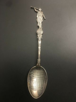 Early 1900s Antique Mormon Salt Lake Temple S.  Silver Spoon With The Angel Moroni