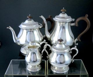 Vintage 1847 Rogers Bros Silverplate Rose Marie 4pc Coffee Tea Set