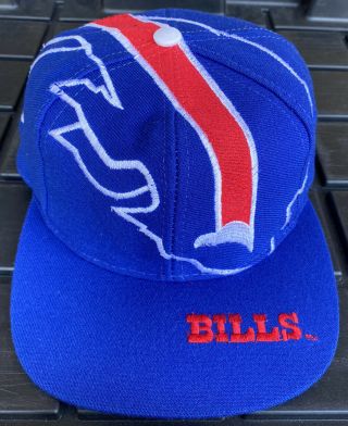 Vintage 90s Buffalo Bills The Game Big Logo Snapback Hat Cap Nfl Wool Blend