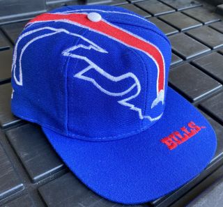 Vintage 90s Buffalo Bills The Game Big Logo Snapback Hat Cap NFL Wool Blend 2