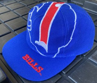 Vintage 90s Buffalo Bills The Game Big Logo Snapback Hat Cap NFL Wool Blend 3