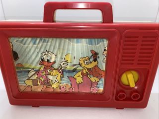 Vintage Child Guidance Plastic Disney Mickey Mouse Music Wind - Up Radio Tv Toy