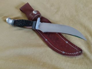 Western Usa Delrin Stag 9 1/4 " Fixed Blade Skinning/hunting Knife W/sheath
