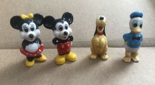 1980s Disney 2” Figurine Miniatures Minnie Mickey Mouse Donald Duck Pluto