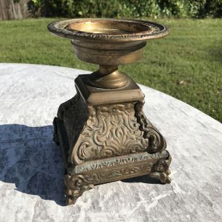 Vintage Heavy Bronze Brass Metal Candle Holder Made By Castilian 5,  Pounds