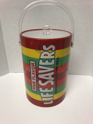 Vintage Life Saver Ice Bucket With Lid Five Flavor Chip On Lid See Item Details