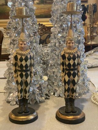 Pierrot Vintage Tastesetter Sigma Harlequin Clown Ceramics Candle Holders Set 2