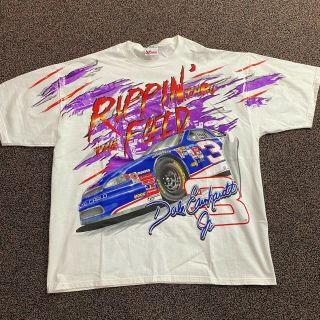 Vtg Dale Earnhardt Jr Ac Delco Fire Nascar Racing 90s All Over Print Shirt Sz Xl