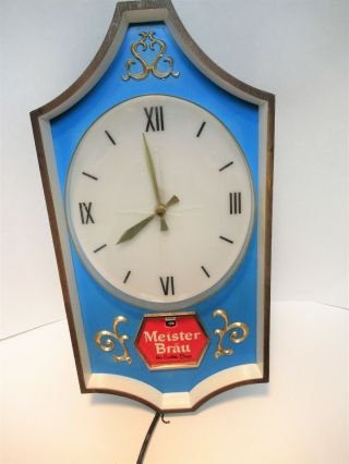 Vintage Meister Brau Beer Clock Sign Lights 10 " X 20 " Schutz Co.  N - 5