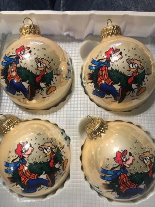 Vintage Christmas Goofy And Donald Duck Glass Ornaments Set Of 4 Krebs