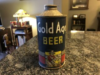 Gold Age Beer Low Pro Cone Top Beer Can,  El Rey Brewing Co.