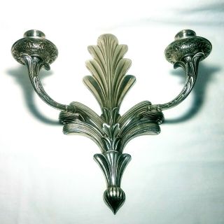 Vintage Ornate Solid Brass,  Nickel Plated Wall Sconces,  Double Candles