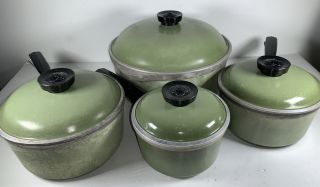 Vintage Green Club Cast Aluminum 8 Piece Cookware Set Pots Pans Avocado Mcm