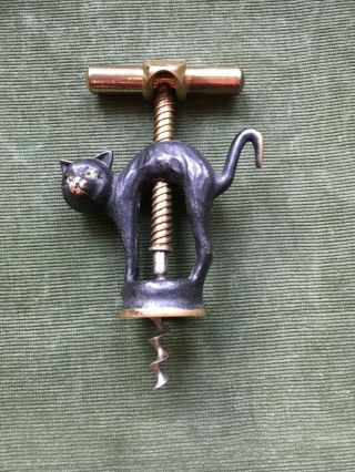 Vintage All Brass German Cat Corkscrew By Monopol,  Cavatappi,  Tire - Bouchon