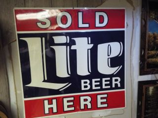 Miller Lite Beer Here Vintage Tin Metal Sign Giant