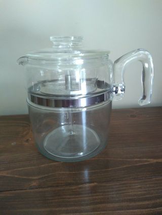 Vintage Pyrex Flameware Clear Glass Percolator Coffee Pot 9 Cup 7759 Stem