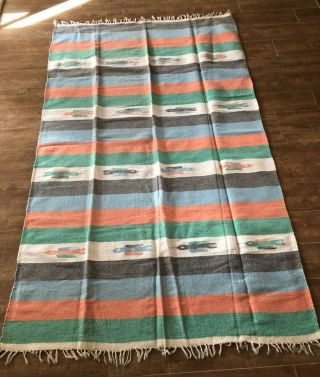 47 X 77 Vintage Mexican Saltillo Blanket Serape Southwestern Blanket Rug Wool